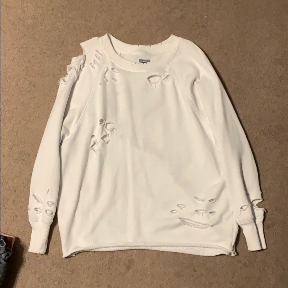 aerie destroyed sweat shirt